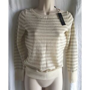 TALBOTS nautical Stripe knit metallic longsleeve Italian wool pullover NWT